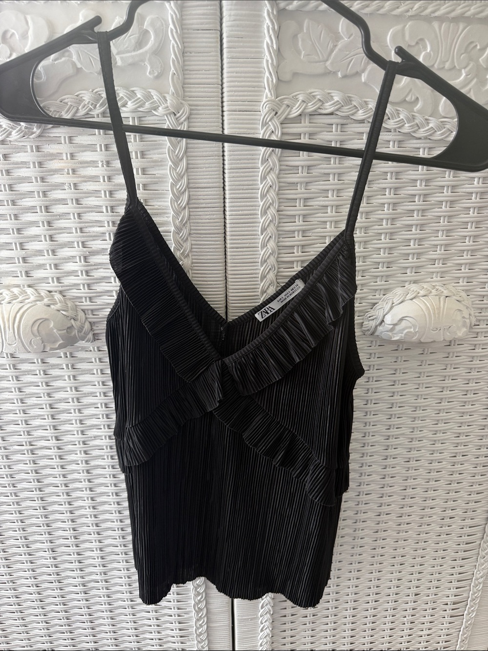 Zara Black Pleated Ruffle Strapless Cami